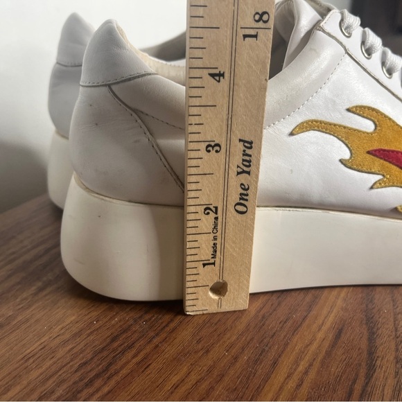 Jeffrey Campbell Hot Rod Leather Suede Flames Pointed Toe Platform Sneakes Sz 10 - Picture 15 of 15